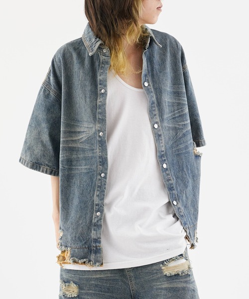 シアタープロダクツ　Gジャン デニムジャケット Theater code デニムジャケット gジャン fringe pattern denim