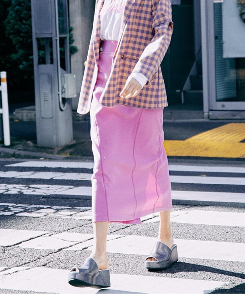 【MAISON SPECIAL】ロングスカート Tack Pleats Vegan Leather Long Skirt/タックプリーツ