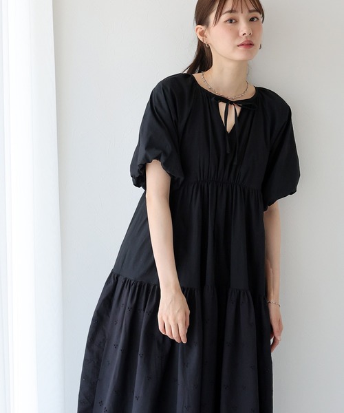 BLUEEAST（ブルーイースト） ワンピース 夏 半袖 バルーン袖コットン