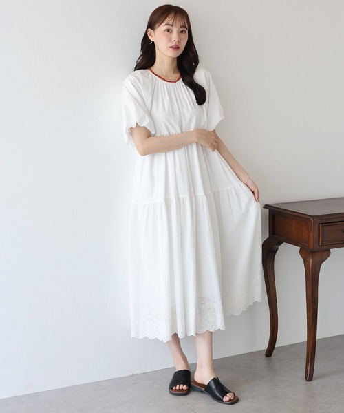 BLUEEAST（ブルーイースト） ワンピース 夏 半袖 バルーン袖コットン