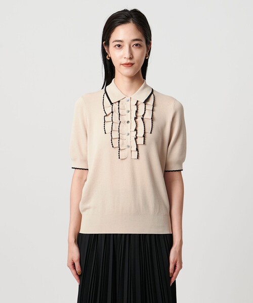UNITED ARROWS 半袖ニット 黒 A＋ リネンミックス ミラノ クルーネック 半袖 ニット