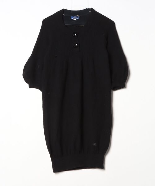 【超美品】BURBERRY BLUE LABEL 黒ニットワンピース 38サイズ BURBERRY BLUE LABEL 「BURBERRY LABEL」 ニットワンピース 38