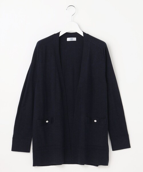 24AW J.PRESS オメガツイスト ハイゲージ ニットカーディガン 黒 J.PRESS（J.プレス） カーディガン 「着丈が選べる」KNIT BASIC ロング