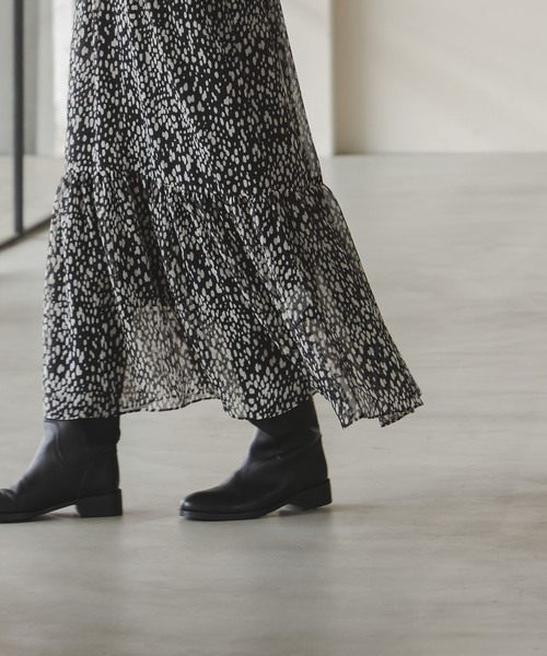 NOBLE（ノーブル） ワンピース ランダムドットプリントギャザー