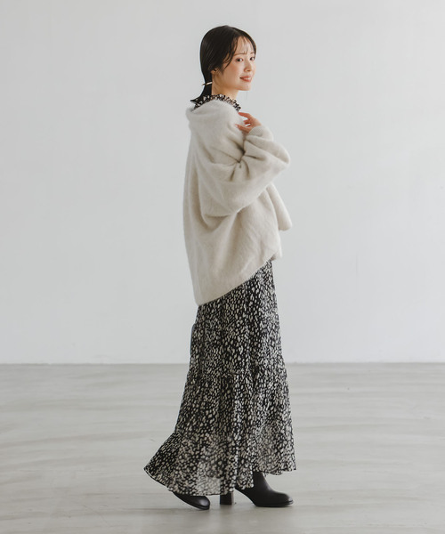 NOBLE（ノーブル） ワンピース ランダムドットプリントギャザー