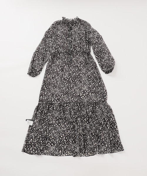 NOBLE（ノーブル） ワンピース ランダムドットプリントギャザー