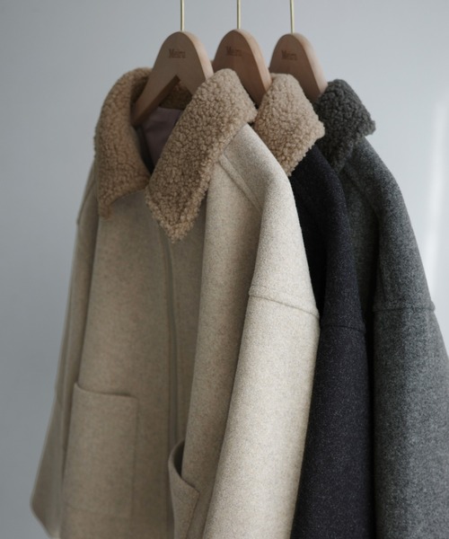 Meiru ブルゾン アウター ボアカラーショートブルゾン レディース