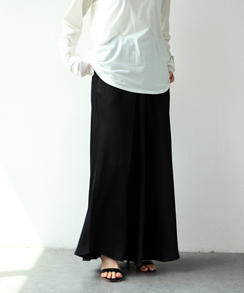 サテンバイヤススカート　フレアロングスカート美品❣️ Jines（ジネス） スカート サテンバイヤスフレアスカート : ZOZOTOWN