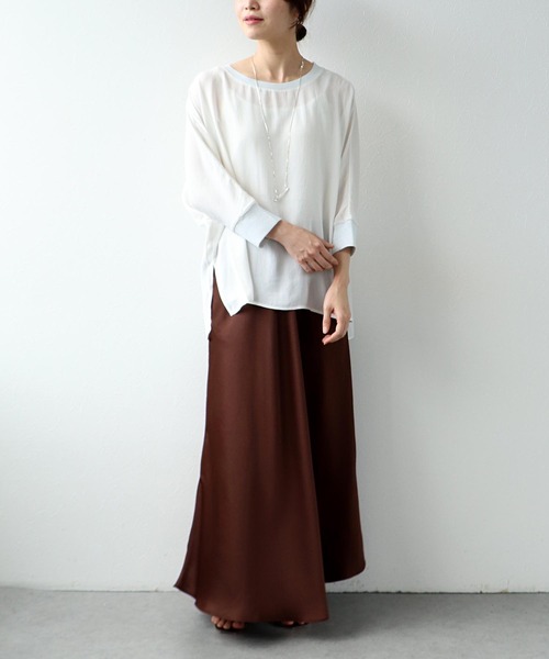サテンバイヤススカート　フレアロングスカート美品❣️ Jines（ジネス） スカート サテンバイヤスフレアスカート : ZOZOTOWN