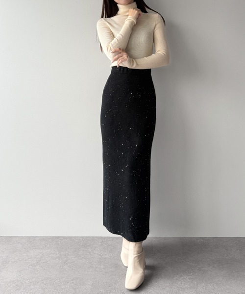 mipiarl セットアップ バックリボンペプラムニット＋Iラインニット