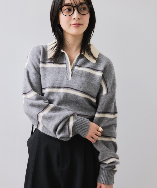 VIS（ビス） ニット セーター 「WEB/一部店舗限定」ボーダー柄ポロ