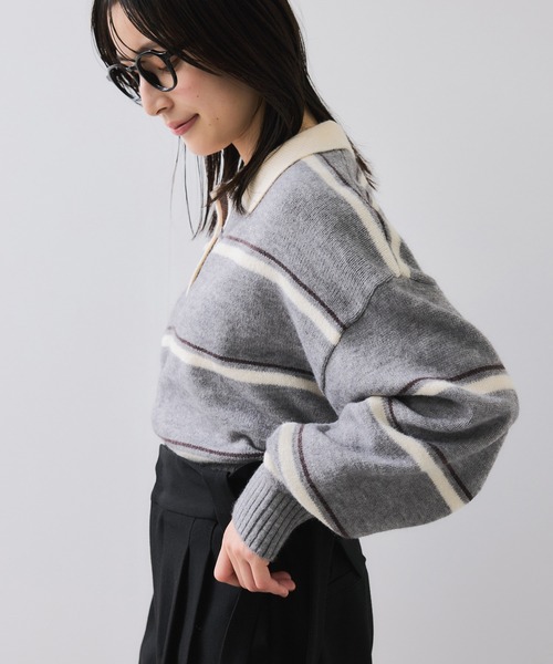 VIS（ビス） ニット セーター 「WEB/一部店舗限定」ボーダー柄ポロ