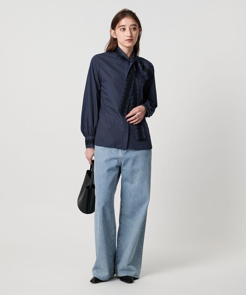 UNITED ARROWS ユナイテッドアローズ コンビ レース 長袖トップス UNITED ARROWS（ユナイテッドアローズ） ブラウス シャツ バックサテン