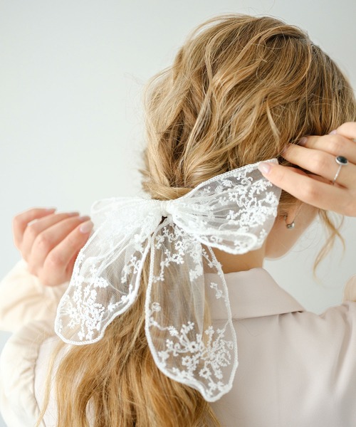 Lady Rora ヘアゴム ケイティ 総レース 立体リボン ヘアゴム