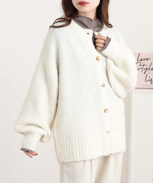 ミスターミトンズ ニットカーディガン レディース F アイボリー【中古】【新入荷】● mitis（ミティス） カーディガン ブークレニットカーディガン