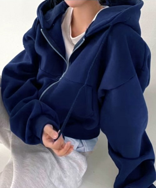 VIBGYOR パーカー ショート丈 ジップアップパーカー /韓国 Y2K