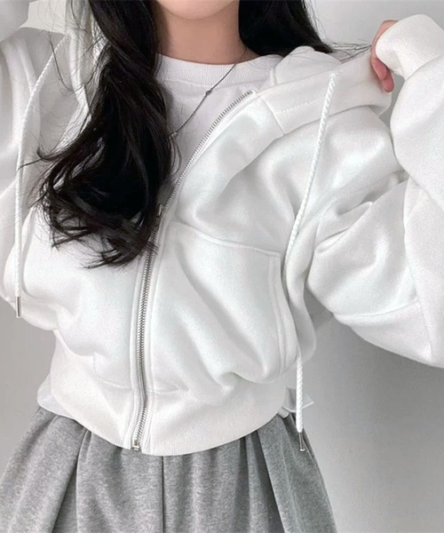 VIBGYOR パーカー ショート丈 ジップアップパーカー /韓国 Y2K