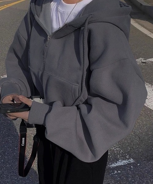 VIBGYOR パーカー ショート丈 ジップアップパーカー /韓国 Y2K