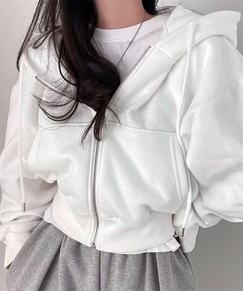 VIBGYOR パーカー ショート丈 ジップアップパーカー /韓国 Y2K