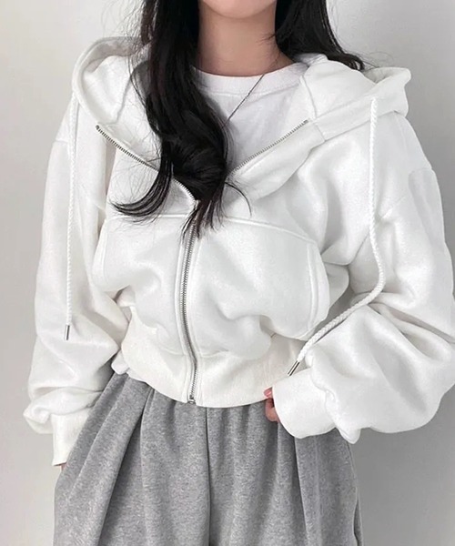 VIBGYOR パーカー ショート丈 ジップアップパーカー /韓国 Y2K