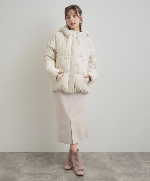 新品未使用couture broochフロントリボンダウンコートベージュ38 M Couture Brooch（クチュール ブローチ） ダウンコート ダウン