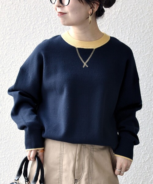 SHIPS any ニット セーター any:「手洗い可能」ダブルフェイス V