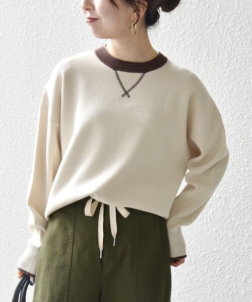 SHIPS any ニット セーター any:「手洗い可能」ダブルフェイス V