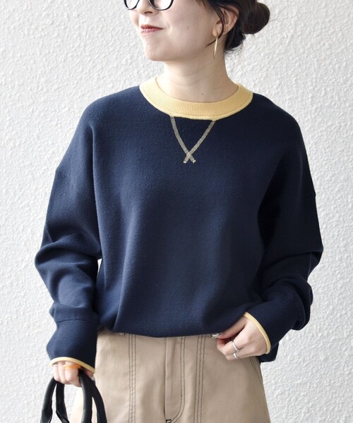 SHIPS any ニット セーター any:「手洗い可能」ダブルフェイス V