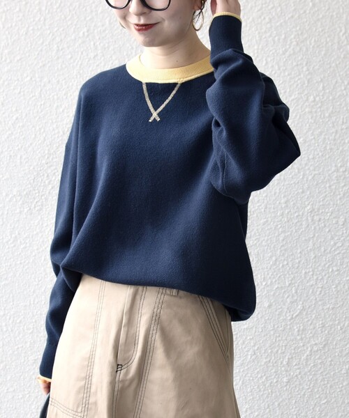 SHIPS any ニット セーター any:「手洗い可能」ダブルフェイス V