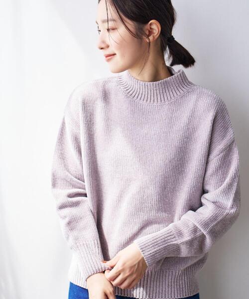 Dessin（デッサン） ニット セーター 「洗える」ハイネックベロア
