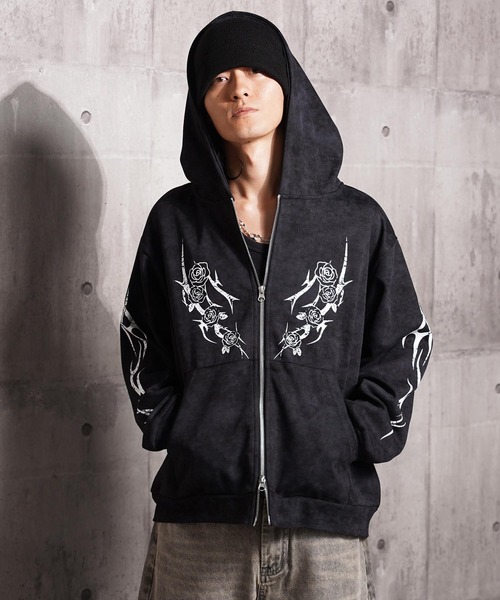 パーカー トライバル×薔薇 Wジップパーカー / Tribal × Rose Double