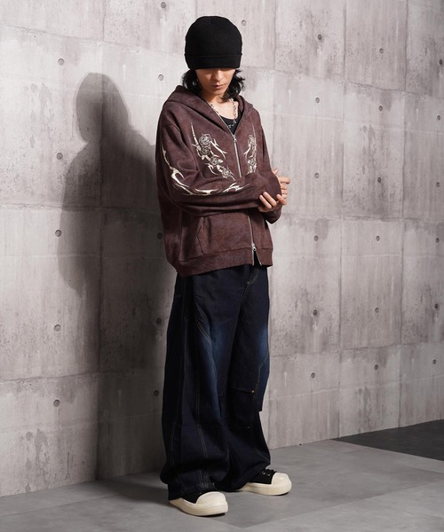 パーカー トライバル×薔薇 Wジップパーカー / Tribal × Rose Double