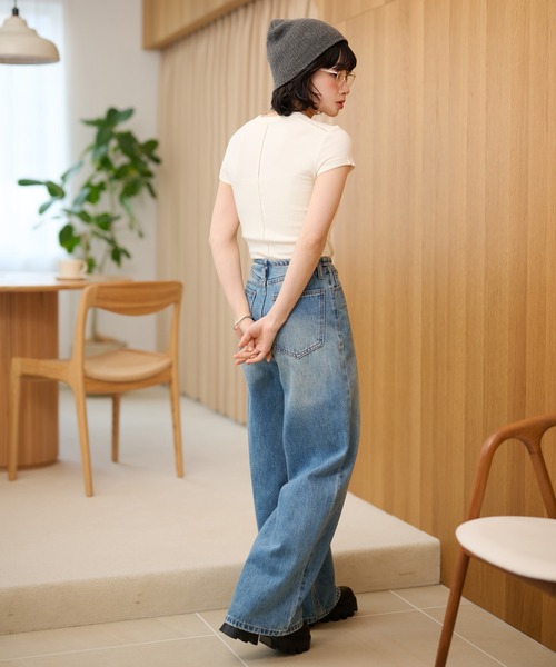 新品未使用　pois curve denim 36 ワイドパンツ ジーンズ デニム デニムパンツ vintage wash curve denim