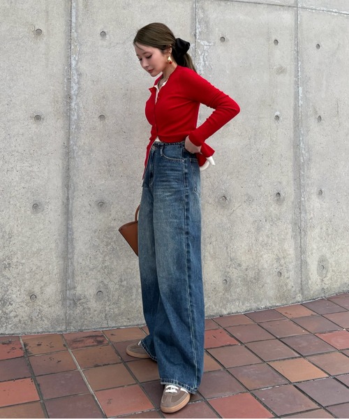 ワイドパンツ ジーンズ デニム デニムパンツ vintage wash curve denim