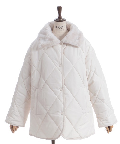 axes femme（アクシーズ ファム） コート アウター 襟ファーキルト