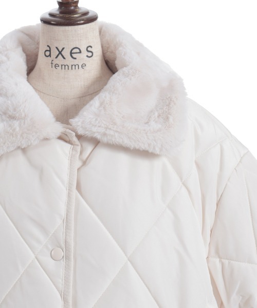 axes femme（アクシーズ ファム） コート アウター 襟ファーキルト