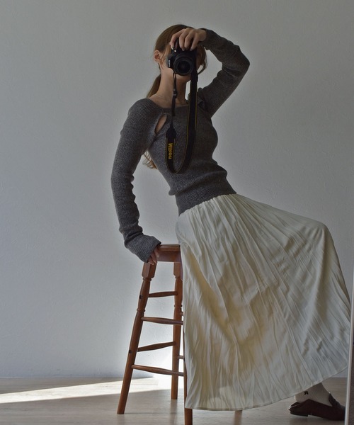 「Reurie'」 長袖ニット FREE チャコールグレー レディース_画像5