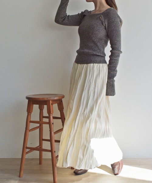 「Reurie'」 長袖ニット FREE チャコールグレー レディース_画像6