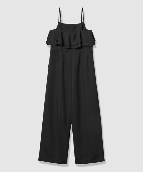 サロペット オーバーオール ダブルクロスフリルサロペットパンツ レディースの画像