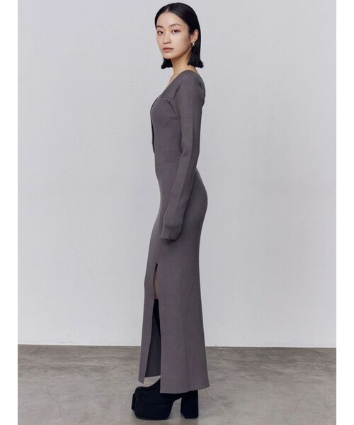 EMODA（エモダ） ワンピース フロントボタンリブニットワンピース