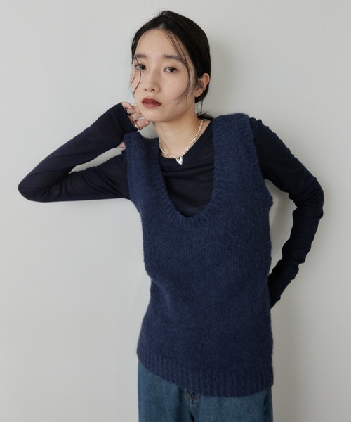 HANNE ニット セーター モヘアライクニットベスト レディース