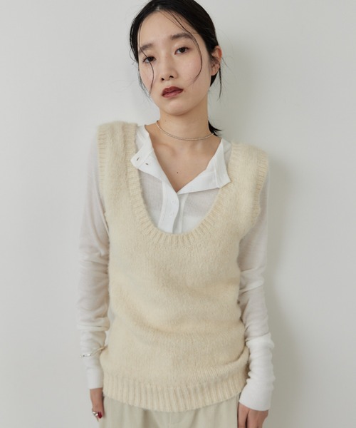 HANNE ニット セーター モヘアライクニットベスト レディース