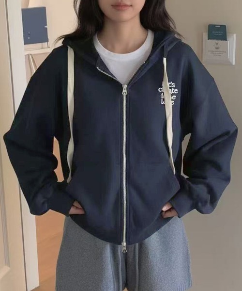 Riff（リフ） パーカー 刺繍ロゴダブルジップパーカー レディース