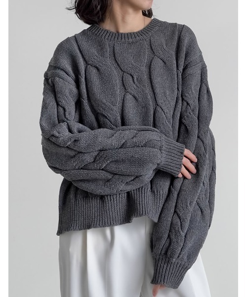 Re:EDIT（リエディ） ニット セーター ケーブルショート丈トップス