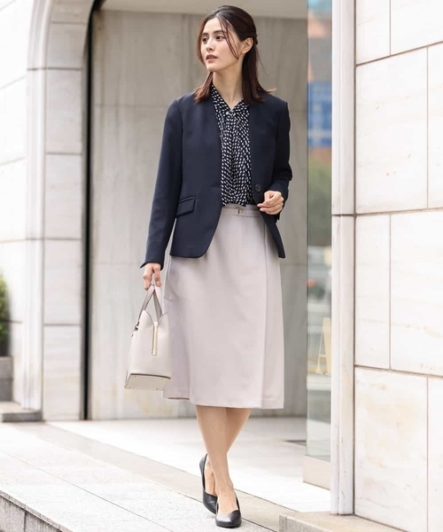 「a.v.v」 ノーカラージャケット 42 ネイビー レディース_画像3