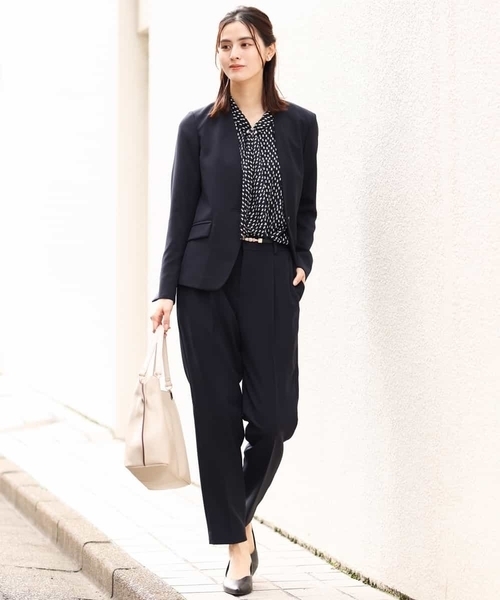 「a.v.v」 ノーカラージャケット 42 ネイビー レディース_画像5