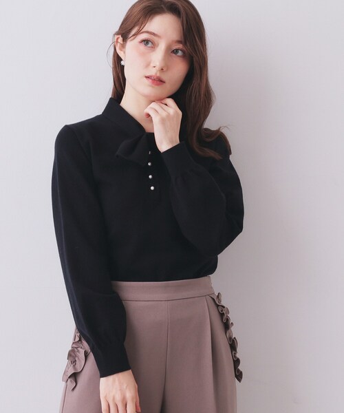 パールニット Pearl Hi-Neck Knit Pullover パール 真珠付ハイネックニット プル