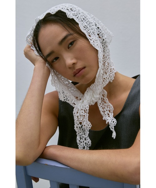 un/neu スカーフ バンダナ フラワーレーストライアングルスカーフ