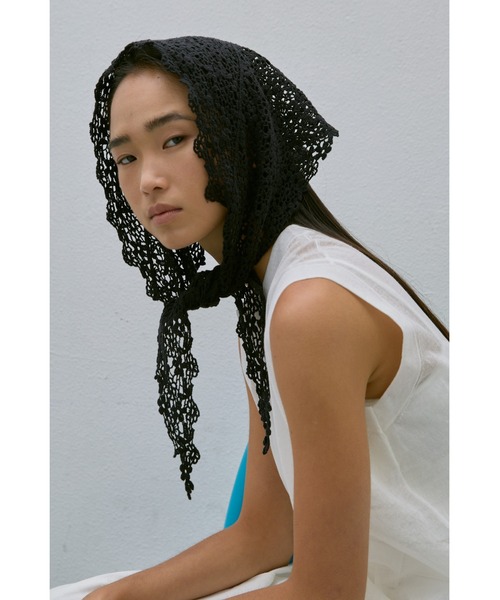 un/neu スカーフ バンダナ フラワーレーストライアングルスカーフ