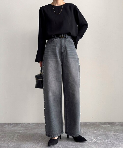 「fredy emue」 デニムパンツ 36 チャコールグレー レディース_画像2